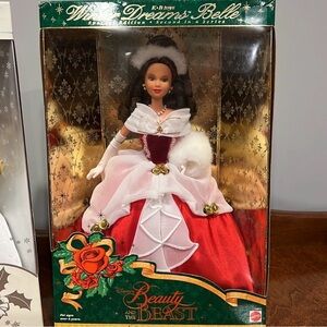 Disney Belle Holiday Doll in Red, White & Pink Gown